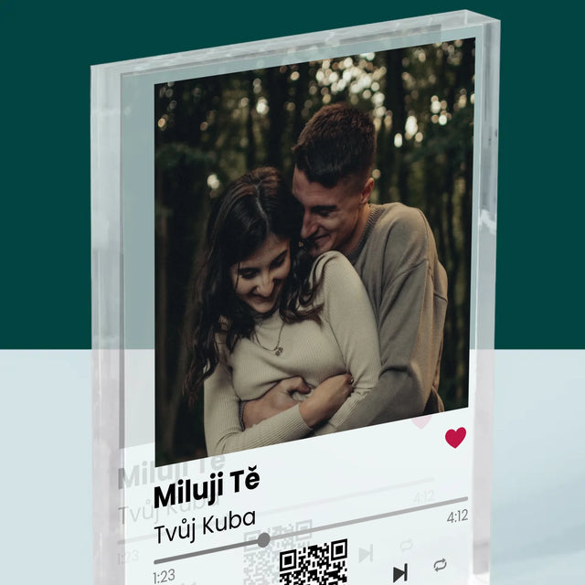 Fotka A Textem: Spotify S Kódem Qr - Akrylový Blok