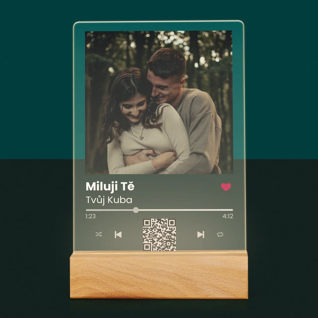 Fotka A Textem: Spotify S Kódem Qr - Tisk Na Akrylovém Skle