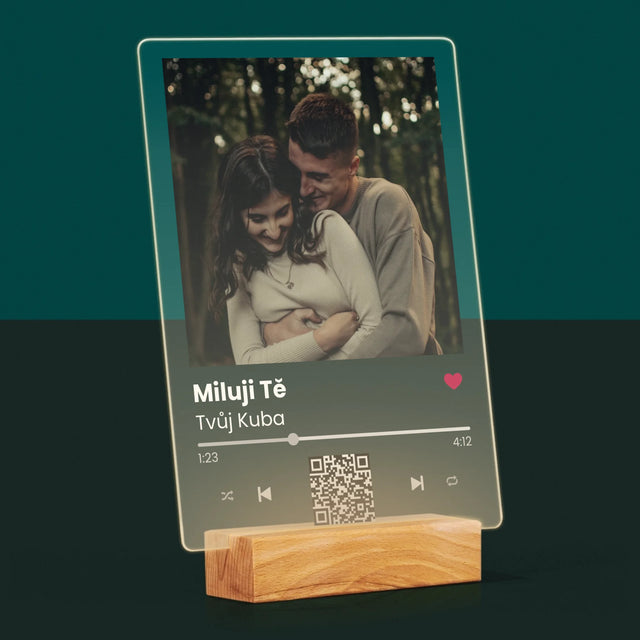 Fotka A Textem: Spotify S Kódem Qr - Tisk Na Akrylovém Skle