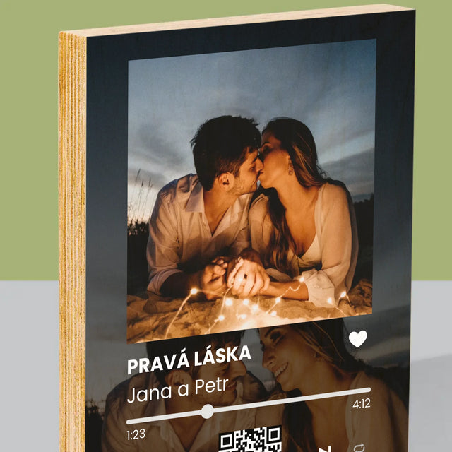 Fotka A Textem: Spotify S Vašimi Fotkami A Qr Kódem - Tisk Na Dřevo