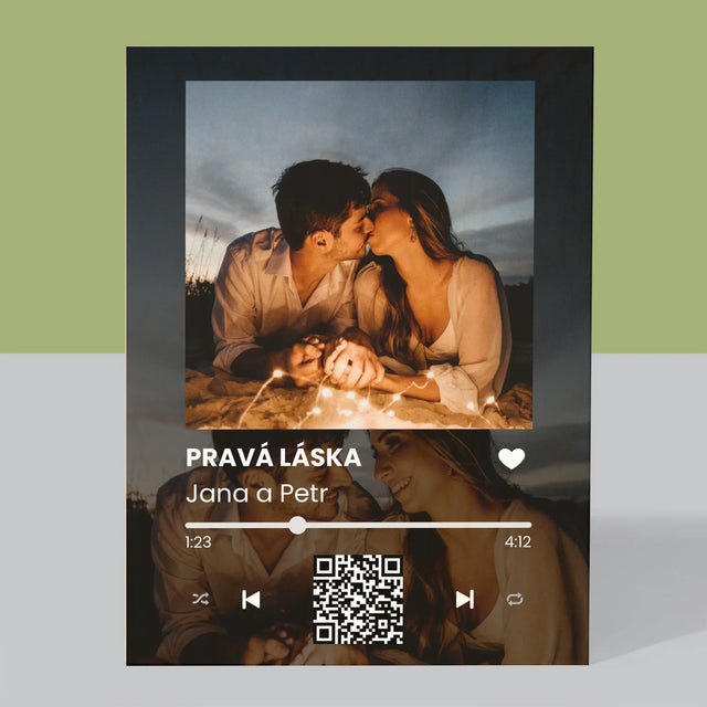 Fotka A Textem: Spotify S Vašimi Fotkami A Qr Kódem - Tisk Na Dřevo