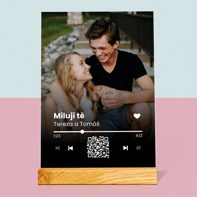 Fotka A Textem: Naše Písnička Na Qr - Tisk Na Akrylovém Skle