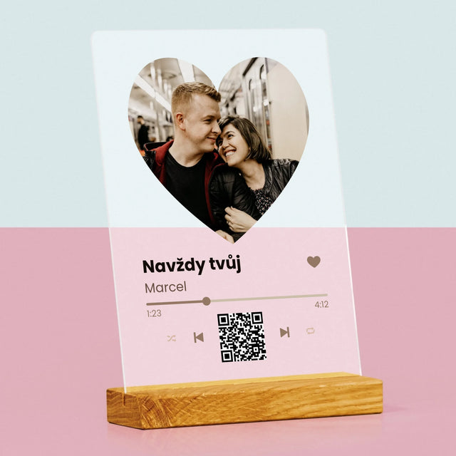 Fotka A Textem: Naše Píseň Na Qr - Tisk Na Akrylovém Skle