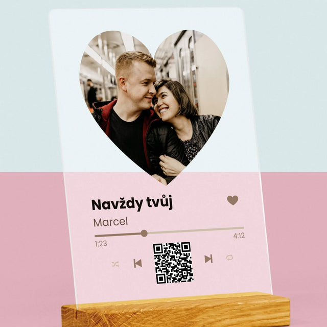 Fotka A Textem: Naše Píseň Na Qr - Tisk Na Akrylovém Skle