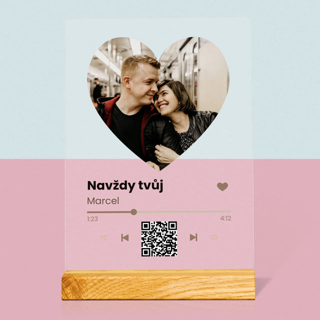 Fotka A Textem: Naše Píseň Na Qr - Tisk Na Akrylovém Skle