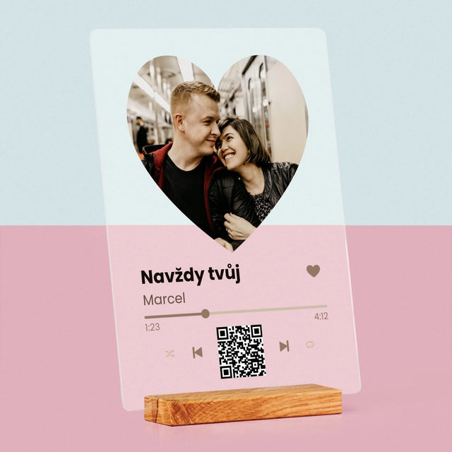 Fotka A Textem: Naše Píseň Na Qr - Tisk Na Akrylovém Skle