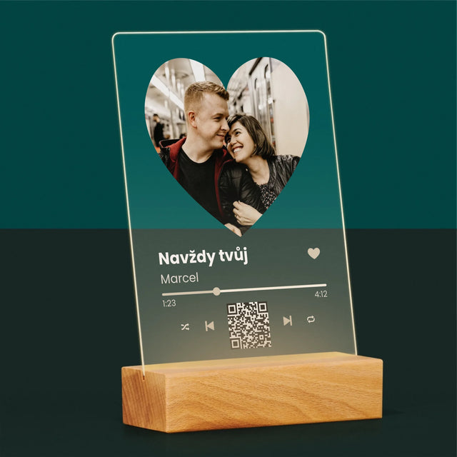 Fotka A Textem: Naše Píseň Na Qr - Tisk Na Akrylovém Skle