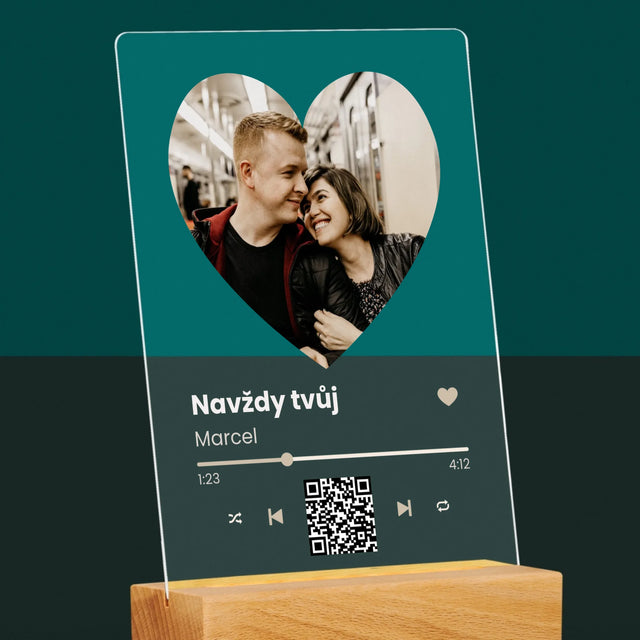 Fotka A Textem: Naše Píseň Na Qr - Tisk Na Akrylovém Skle