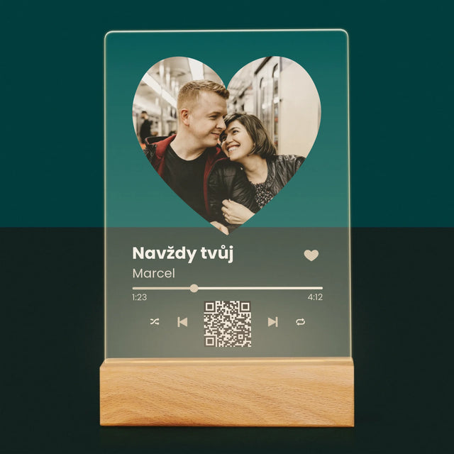 Fotka A Textem: Naše Píseň Na Qr - Tisk Na Akrylovém Skle