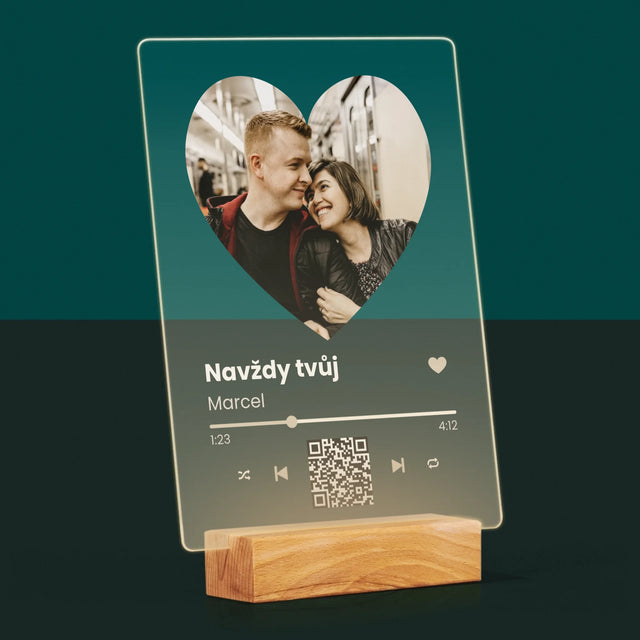 Fotka A Textem: Naše Píseň Na Qr - Tisk Na Akrylovém Skle