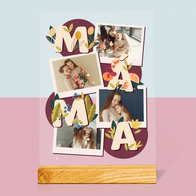 Fotokoláž: Písmenka Máma - Tisk Na Akrylovém Skle