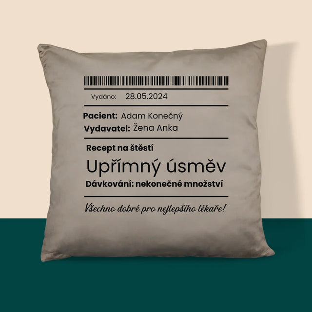Jméno A Nápis: Recept Na Štěstí - Polštář