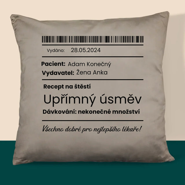 Jméno A Nápis: Recept Na Štěstí - Polštář