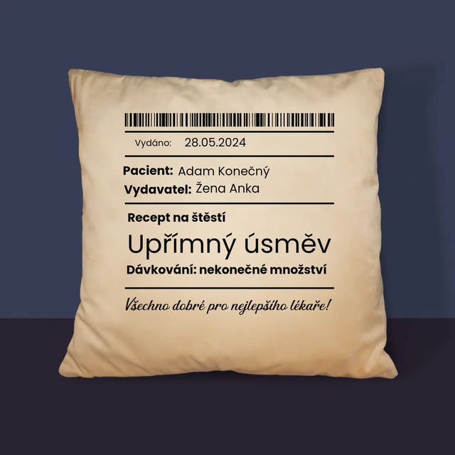 Jméno A Nápis: Recept Na Štěstí - Polštář