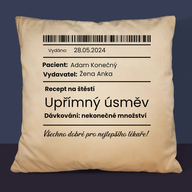 Jméno A Nápis: Recept Na Štěstí - Polštář