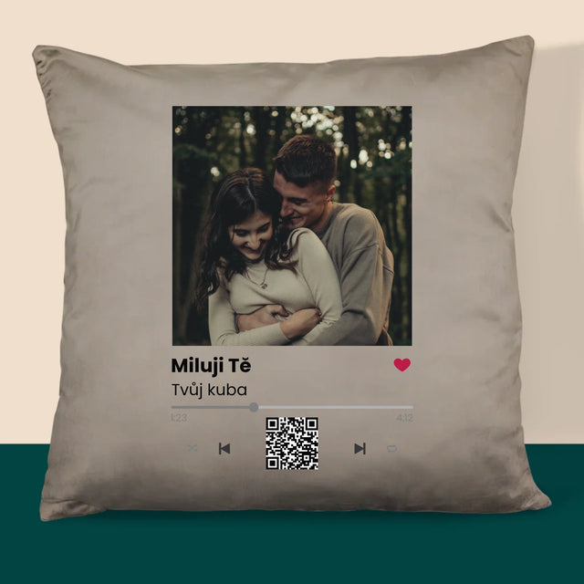 Fotka A Textem: Spotify S Kódem Qr - Polštář