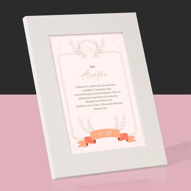 Jméno A Nápis: Poděkování Pro Svědkyni - Fotorámeček