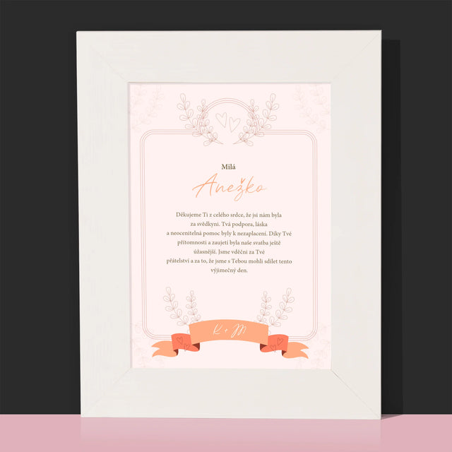 Jméno A Nápis: Poděkování Pro Svědkyni - Fotorámeček