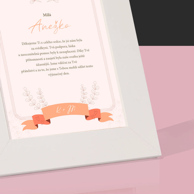 Jméno A Nápis: Poděkování Pro Svědkyni - Fotorámeček