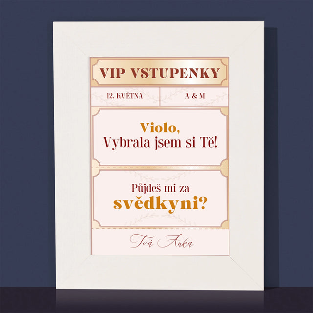 Jméno A Nápis: Vip Vstupenky Svědkyně - Fotorámeček