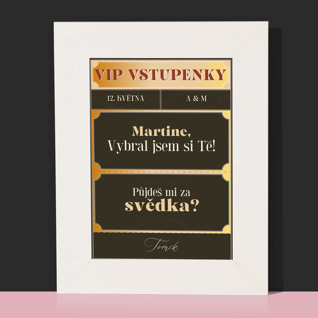 Jméno A Nápis: Vip Vstupenky Svědek - Fotorámeček