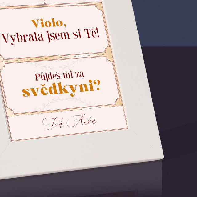 Jméno A Nápis: Vip Vstupenky Svědkyně - Fotorámeček