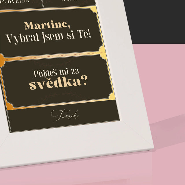 Jméno A Nápis: Vip Vstupenky Svědek - Fotorámeček