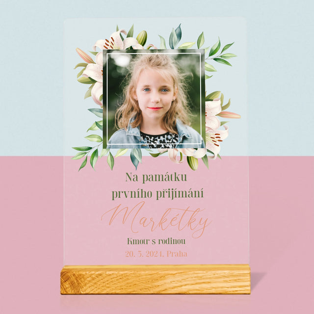 Fotka A Textem: Na Památku Prvního Přijímání - Tisk Na Akrylovém Skle