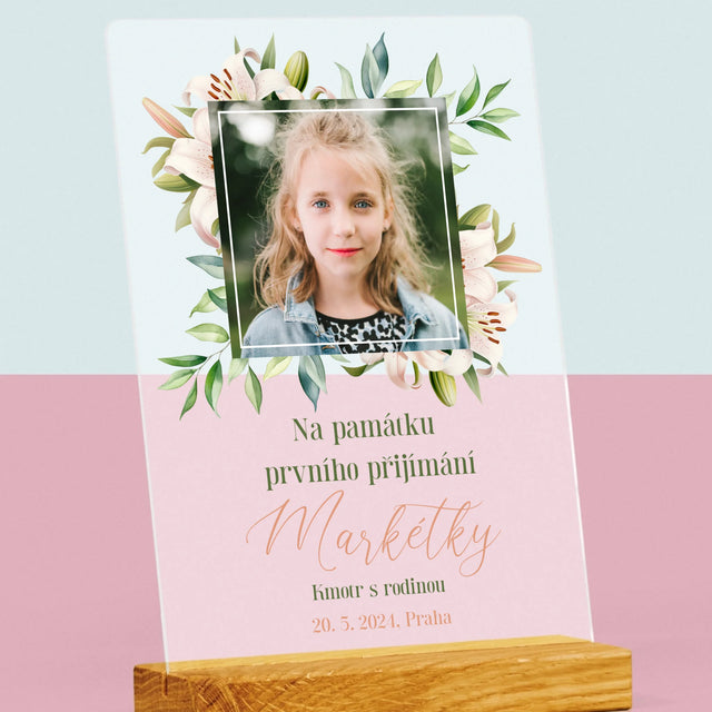 Fotka A Textem: Na Památku Prvního Přijímání - Tisk Na Akrylovém Skle