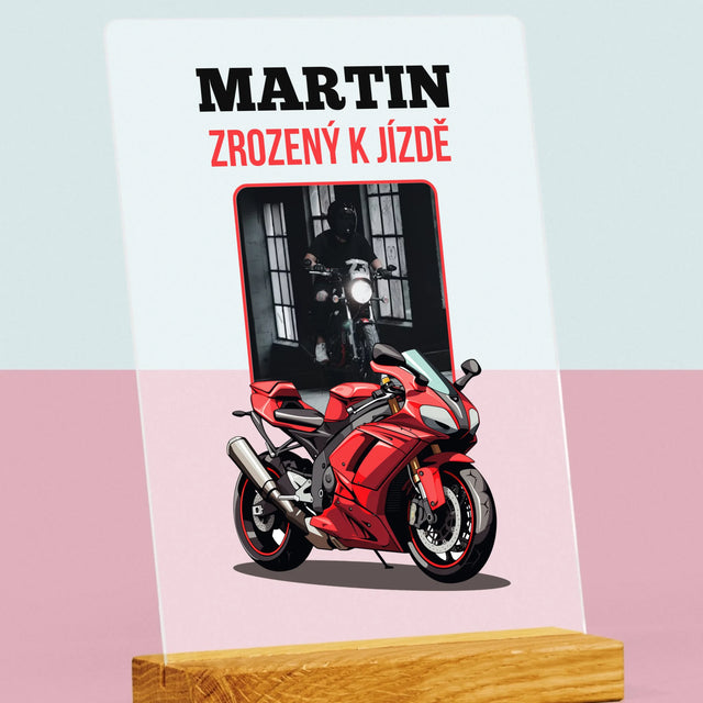 Fotka A Textem: Zrozený K Jízdě - Tisk Na Akrylovém Skle