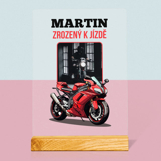 Fotka A Textem: Zrozený K Jízdě - Tisk Na Akrylovém Skle