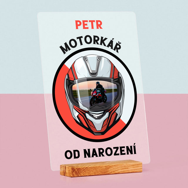 Fotka A Textem: Motorkář Od Narození - Tisk Na Akrylovém Skle