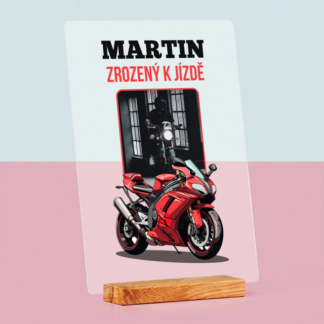 Fotka A Textem: Zrozený K Jízdě - Tisk Na Akrylovém Skle