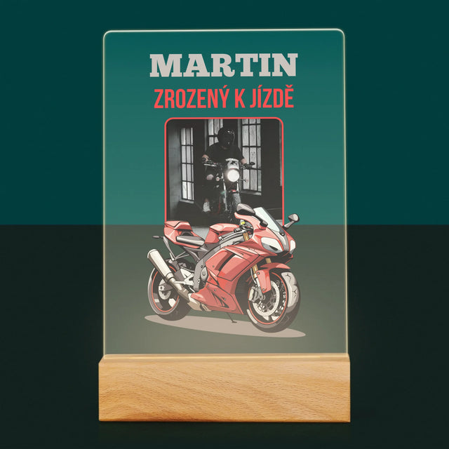 Fotka A Textem: Zrozený K Jízdě - Tisk Na Akrylovém Skle