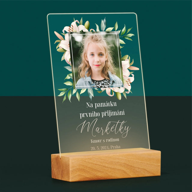 Fotka A Textem: Na Památku Prvního Přijímání - Tisk Na Akrylovém Skle