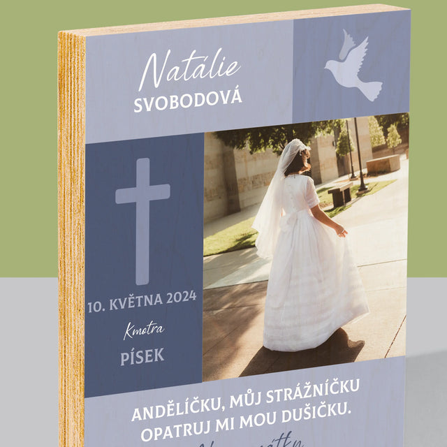 Fotografie a podpis: Anděl Boží přijímání - tisk na dřevo | Česká republika