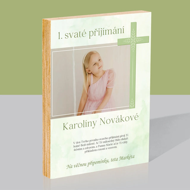 Fotografie a podpis: Kříž s fotografií přijímání - tisk na dřevo | Česká republika