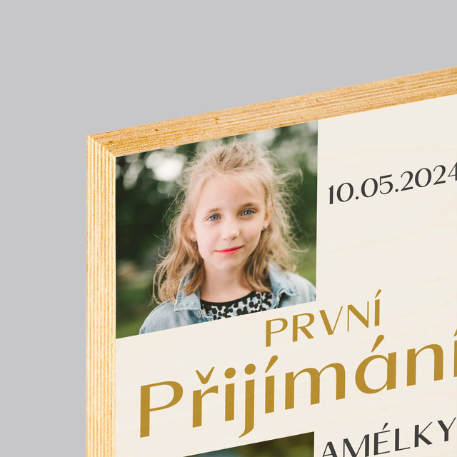 Fotokoláž: Kříž k prvnímu přijímání - tisk na dřevo | Česká republika