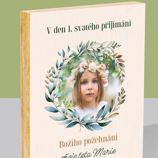 Fotografie a podpis: V den prvního svatého přijímání - tisk na dřevo | Česká republika