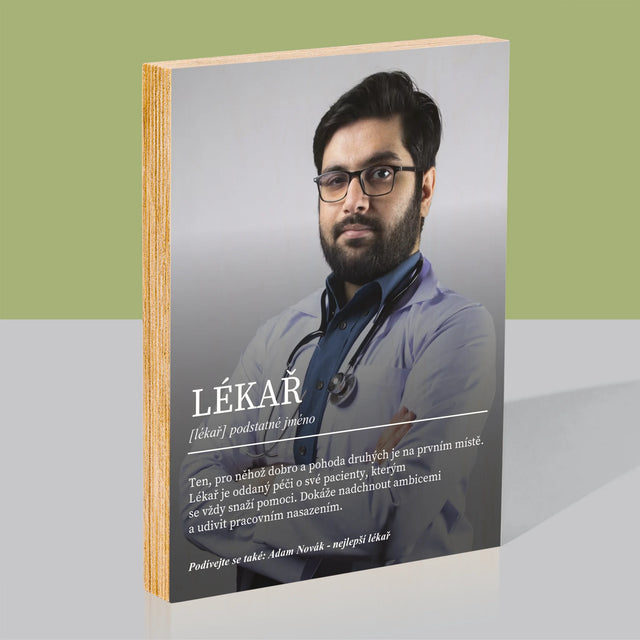 Fotografie a podpis: Definice lékaře - tisk na dřevo | Česká republika