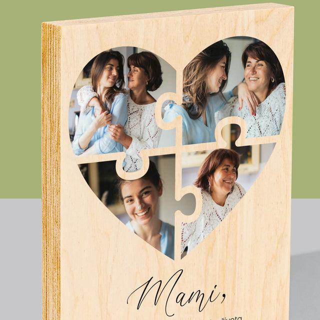 Fotokoláž: Puzzle srdce pro maminku - tisk na dřevo | Česká republika
