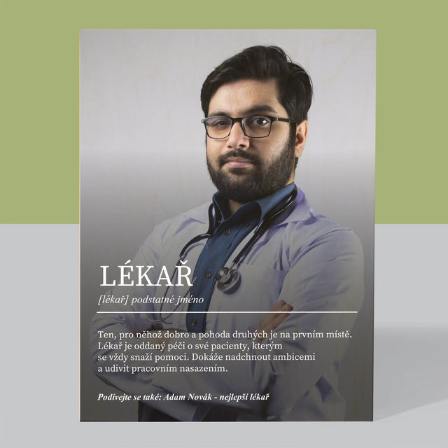 Fotografie a podpis: Definice lékaře - tisk na dřevo | Česká republika