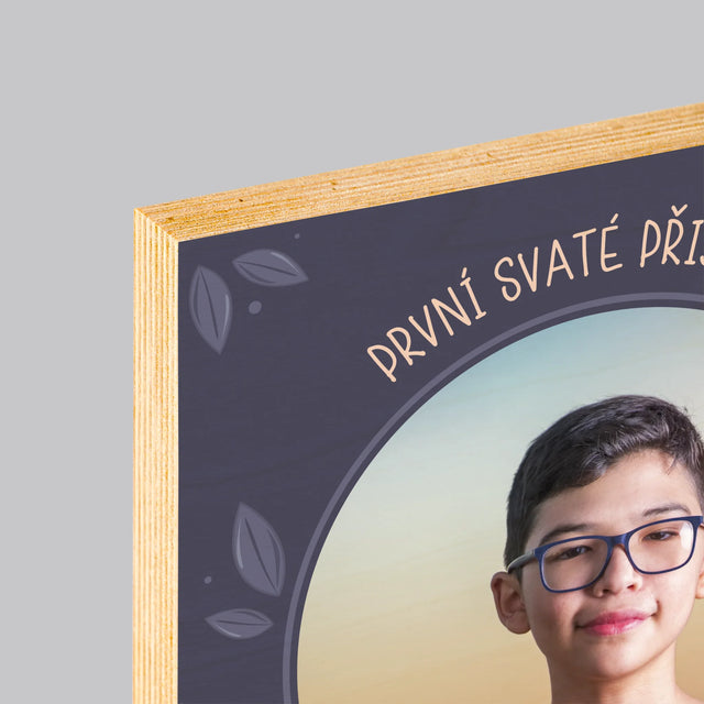 Fotografie a podpis: První svaté přijímání - tisk na dřevo | Česká republika