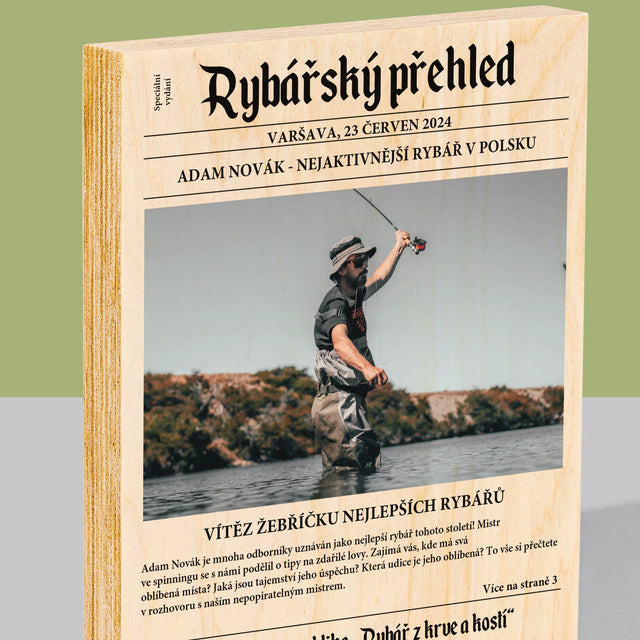 Fotografie a popisek: Recenze rybaření - tisk na dřevo | Česká republika