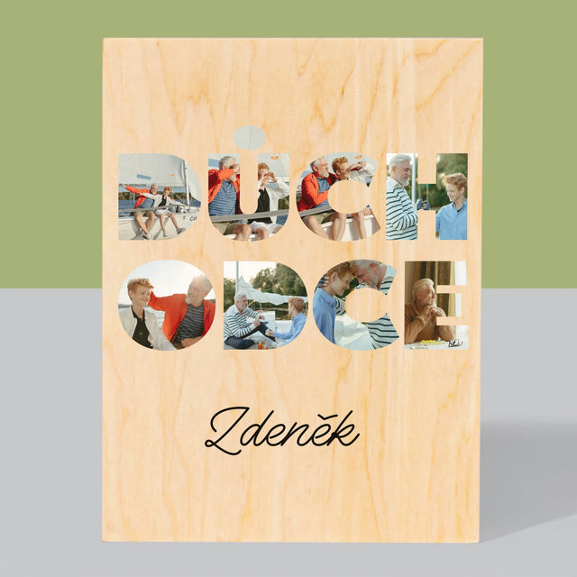 Slovo z fotografií: Důchodce - tisk na dřevo | Česká republika