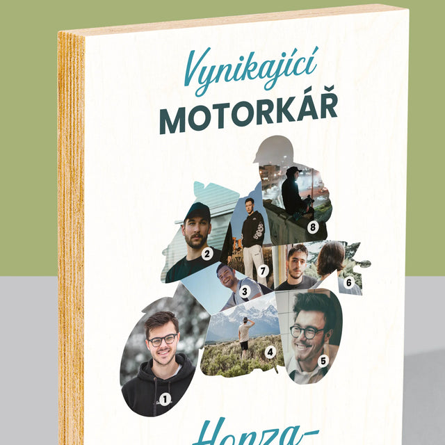 Tvar z fotografií: Vynikající motocyklista - tisk na dřevo | Česká republika