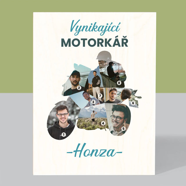 Tvar z fotografií: Vynikající motocyklista - tisk na dřevo | Česká republika