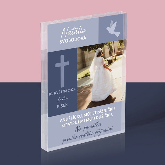 Fotka A Textem: Andělíčku Přijímání - Akrylový Blok