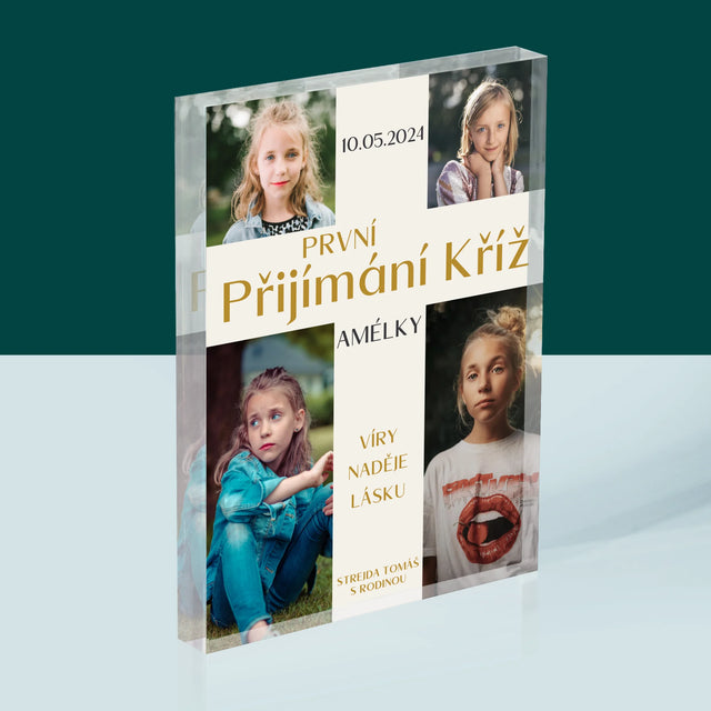 Fotokoláž: První Přijímání Kříž - Akrylový Blok