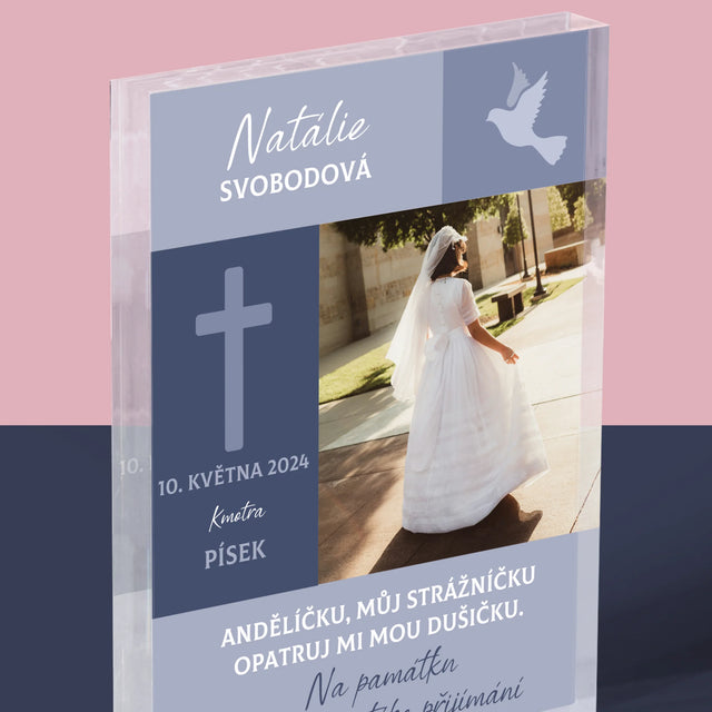 Fotka A Textem: Andělíčku Přijímání - Akrylový Blok